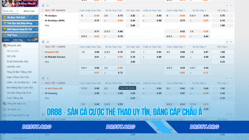 Dr88 – Sàn cá cược thể thao uy tín, đẳng cấp châu Á